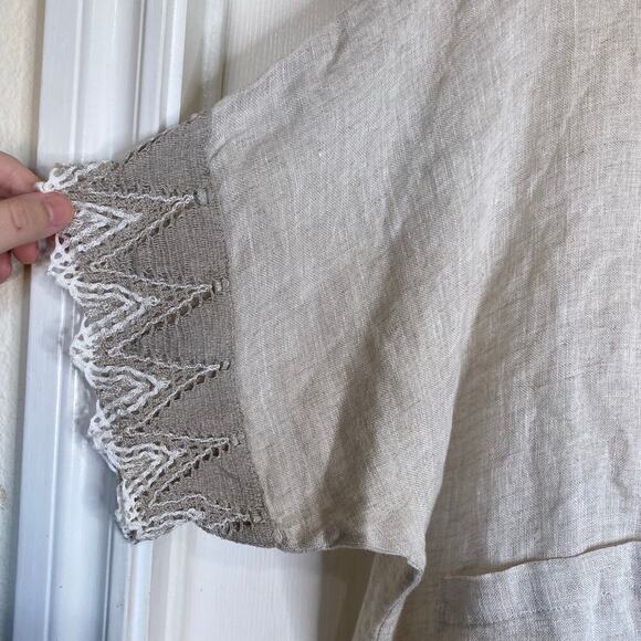 MORAITIS Linen Beige Tunic Tan Size Large Shift Boho Natural - Picture 5 of 8